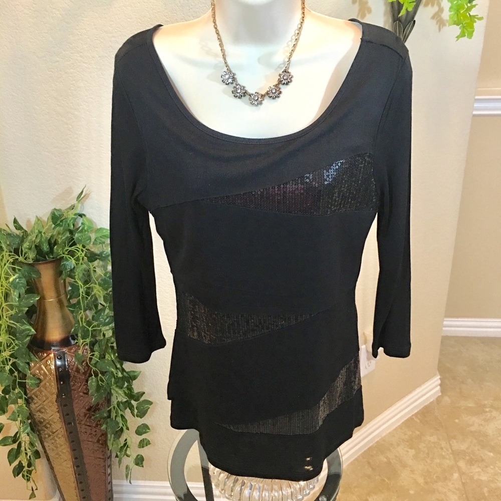 NWOT Black Sequined T-shirt Top